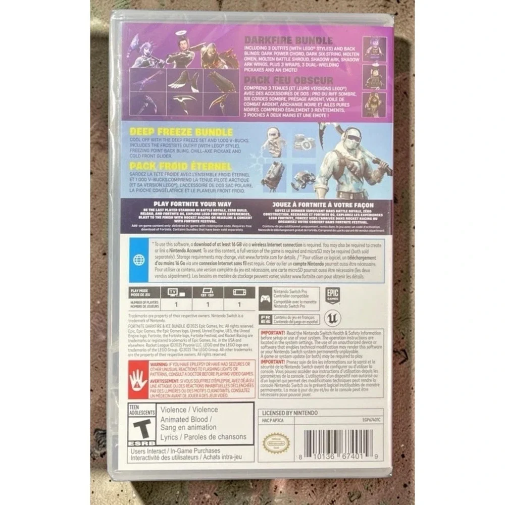 Fortnite Darkfire & Ice Bundle Nintendo Switch New Code in Box